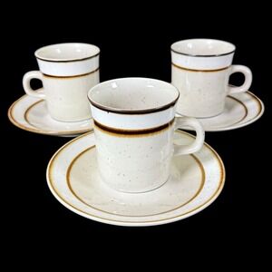 Vtg Diner Decor Sango Rainbow Stoneware #651 Capri Cups Saucers Japan Set of 3